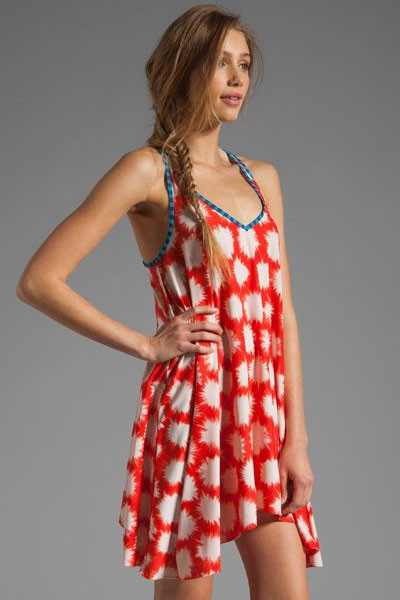 F4392-2Orange Sparks Print Cover-ups Beach Dress Cover-up Swimwear